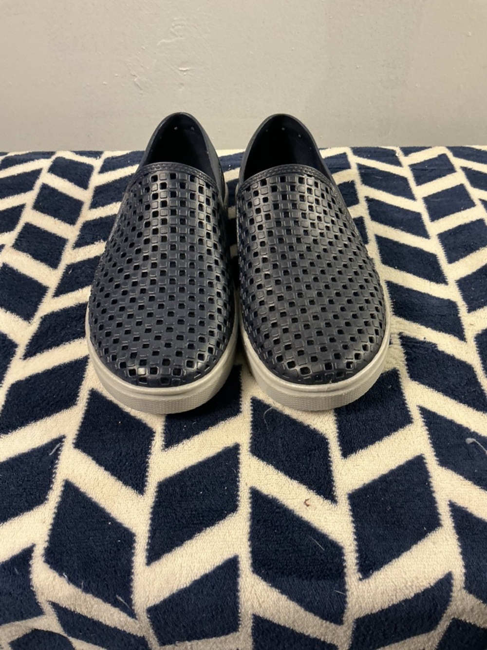 Men's Navy Perforated Slip-On Loafers